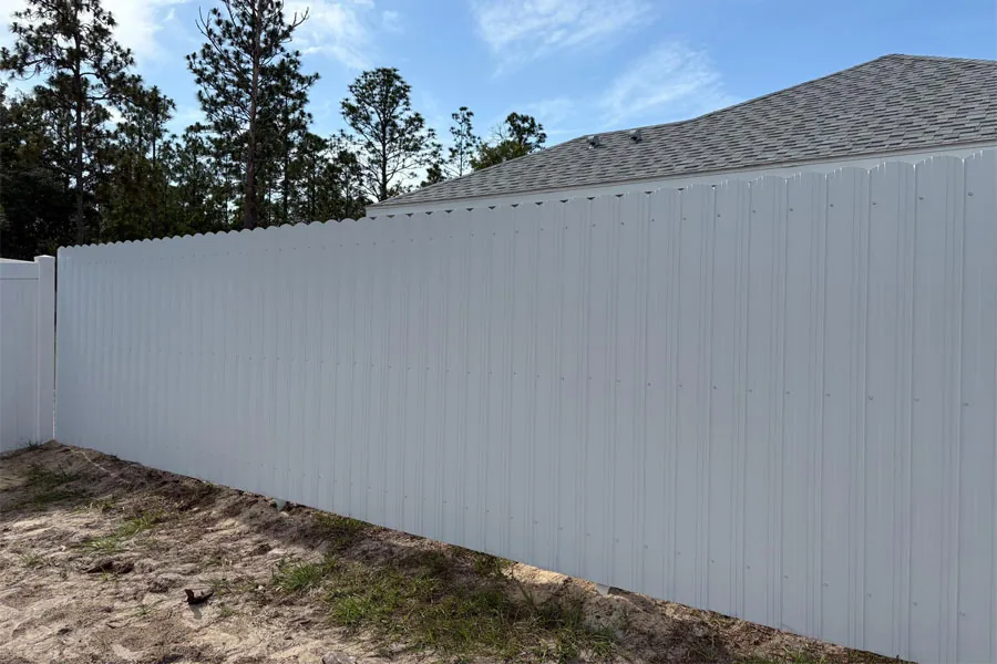 White PVC privacy perimeter fence
