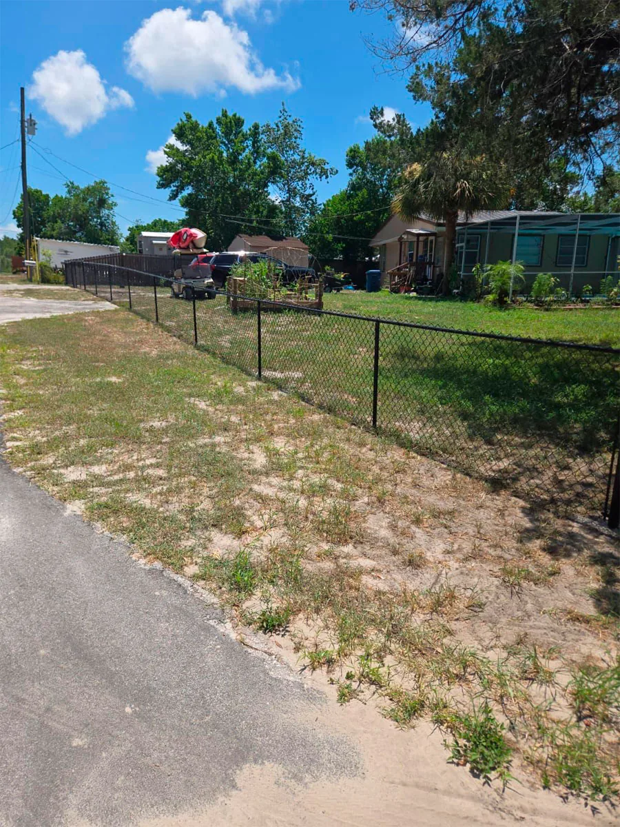 Black aluminum fence surrounding a property