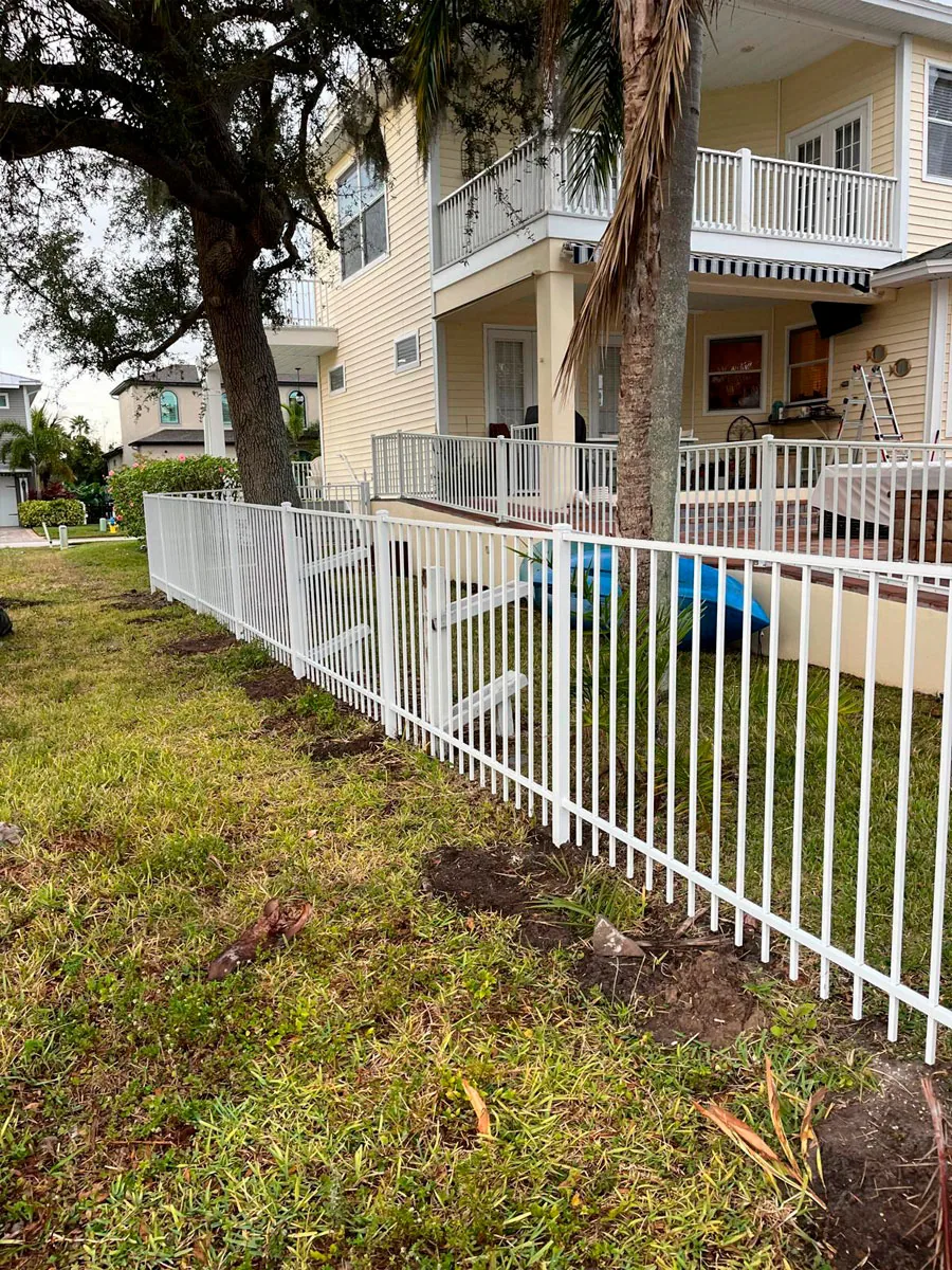 White aluminum porch railing at a home
