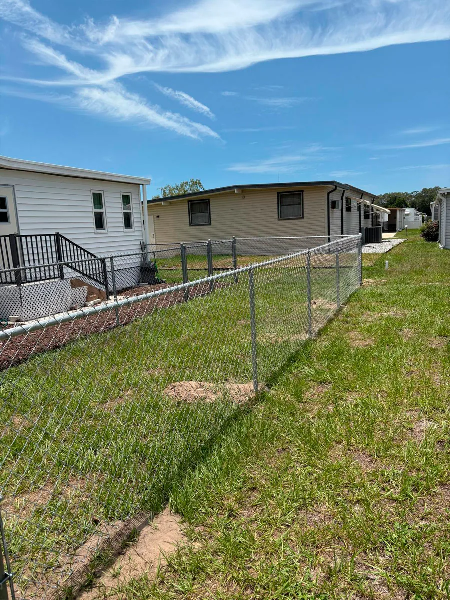 Chain link fence surrounding a property