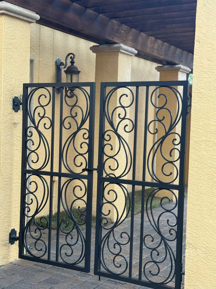 Decorative black ornamental metal gate