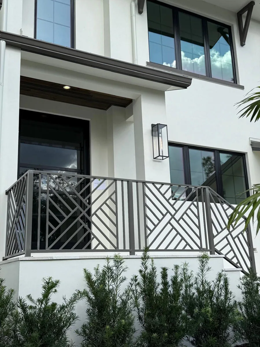 Decorative balcony railing at a modern home