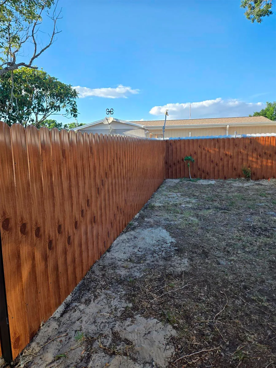 New wood privacy fencing in a residential yard